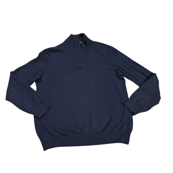 Mantovani Studio Quarter‎ Zip Cashmere Sweater Mens Large Blue Pullover - Picture 1 of 9